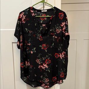 Maurices Black and Red Floral Blouse